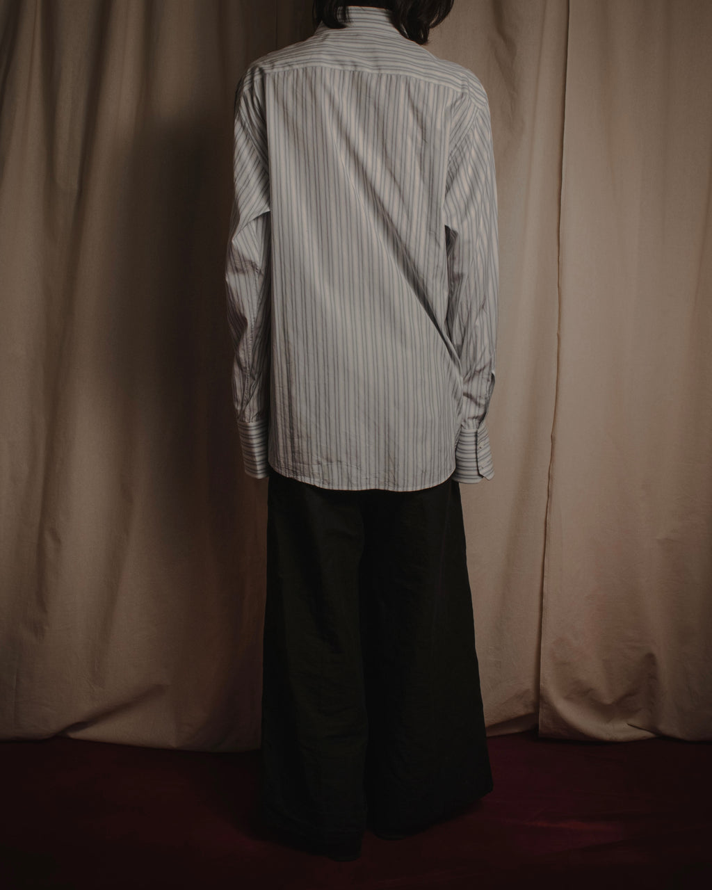 "GUCCI" Striped spread collar shirt with contrast cuffs