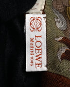 “LOEWE” 90’s–00’s Equestrian motif wool silk fringe scarf