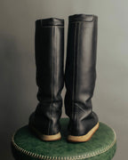 "Hermès" 90's-00's Minimal leather knee-high boots
