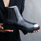 "CALVIN KLEIN" Silver metal toe cap side gore boots