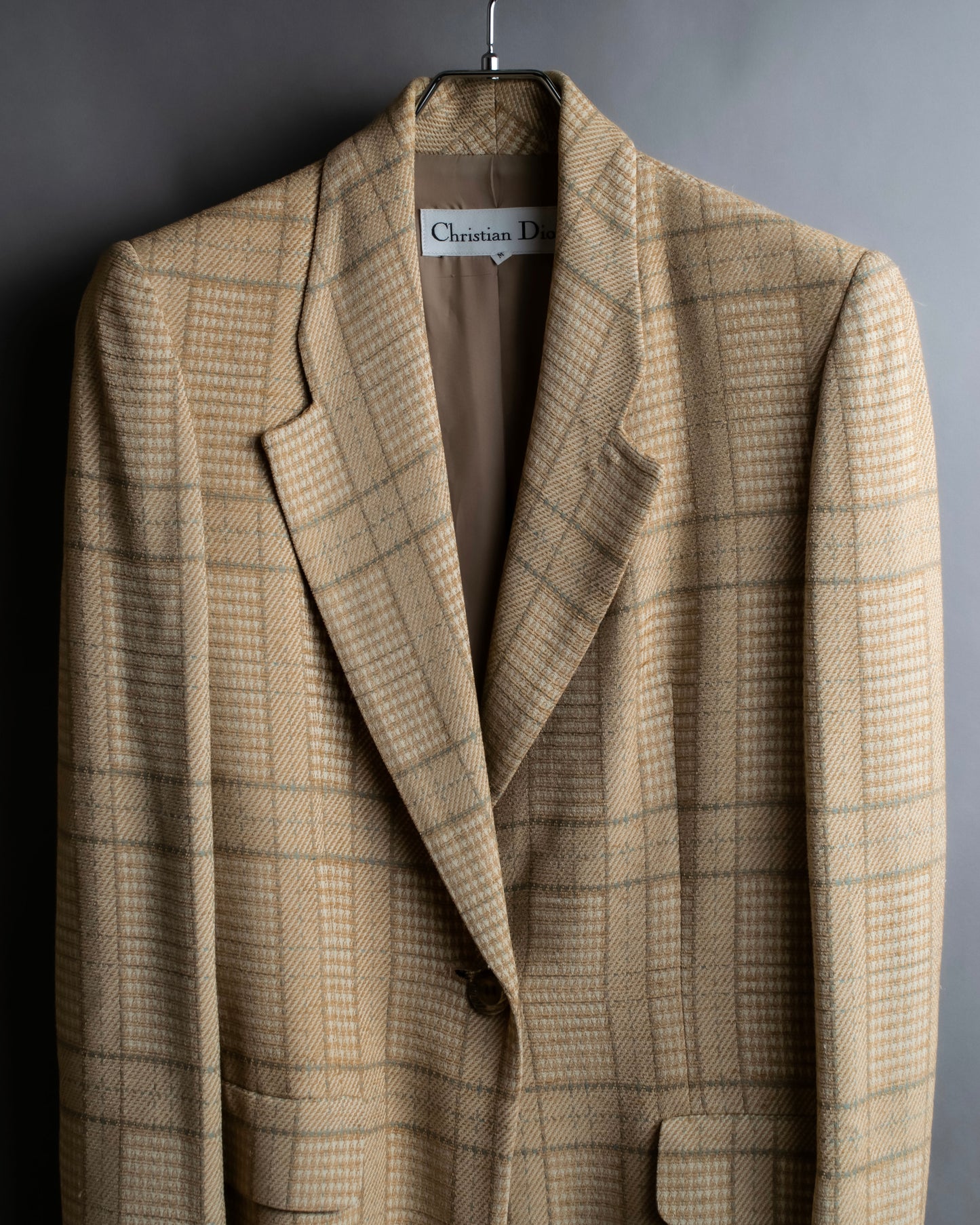 "Christian Dior" Glen check pattern beautiful shape tailored jacket