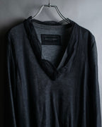 "DOLCE & GABBANA" Sheer layered V-neck grey knit