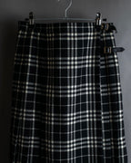 "BURBERRY" Tartan check pleated wrap skirt