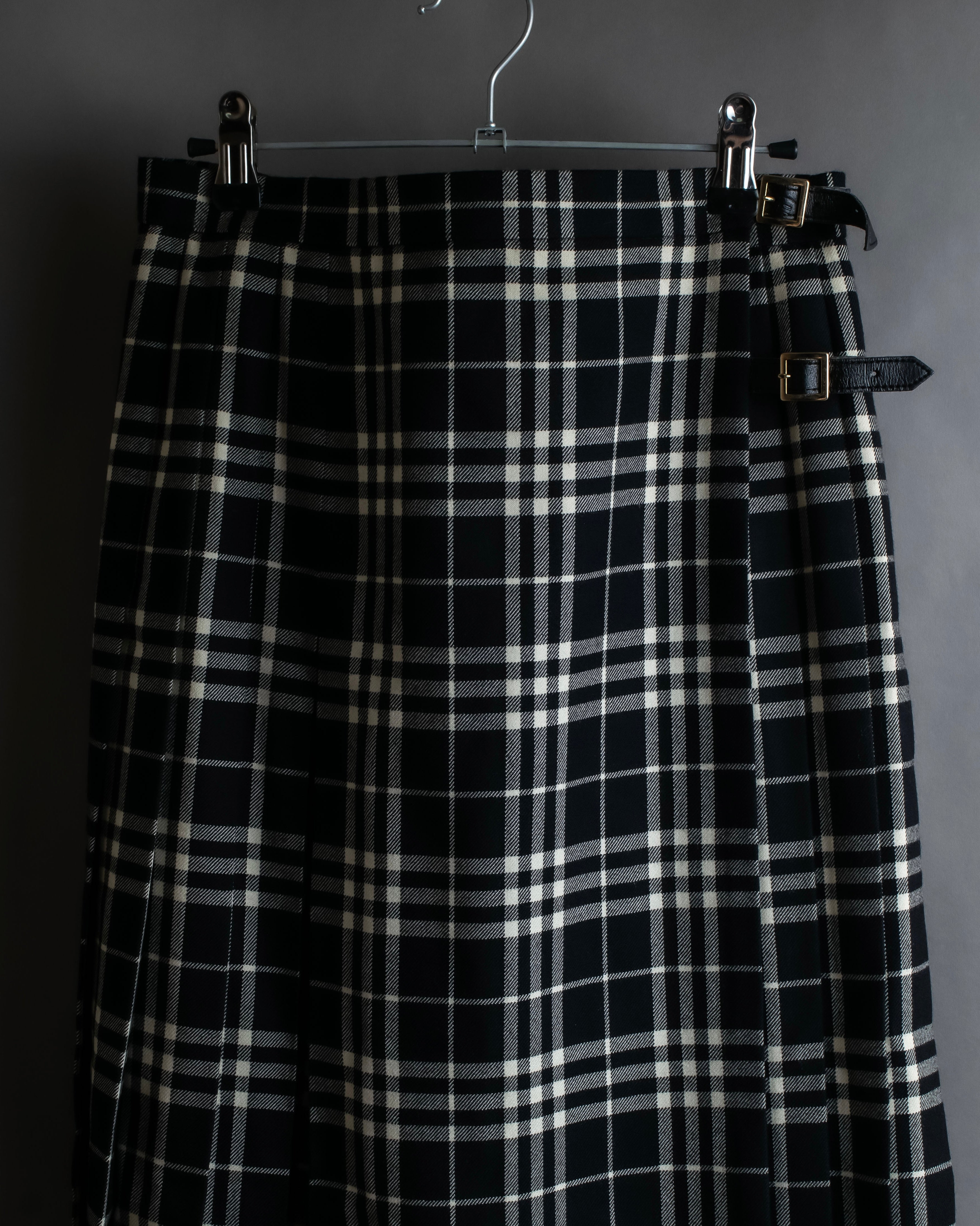 "BURBERRY" Tartan check pleated wrap skirt