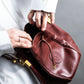 "Cartier" Drawstring design bordeaux color shoulder bag