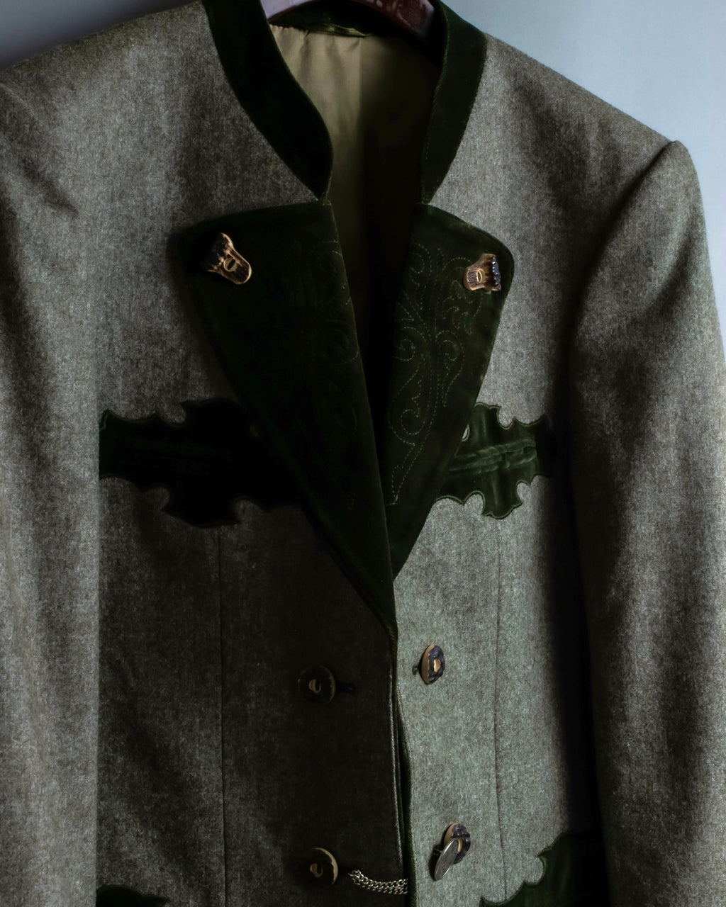 Vintage velor switching Tyrolean tailored jacket
