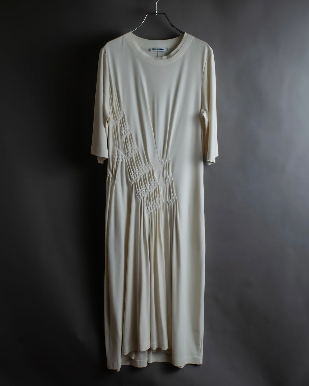 "JIL SANDER" Asymmetrical tuck gather detail long dress
