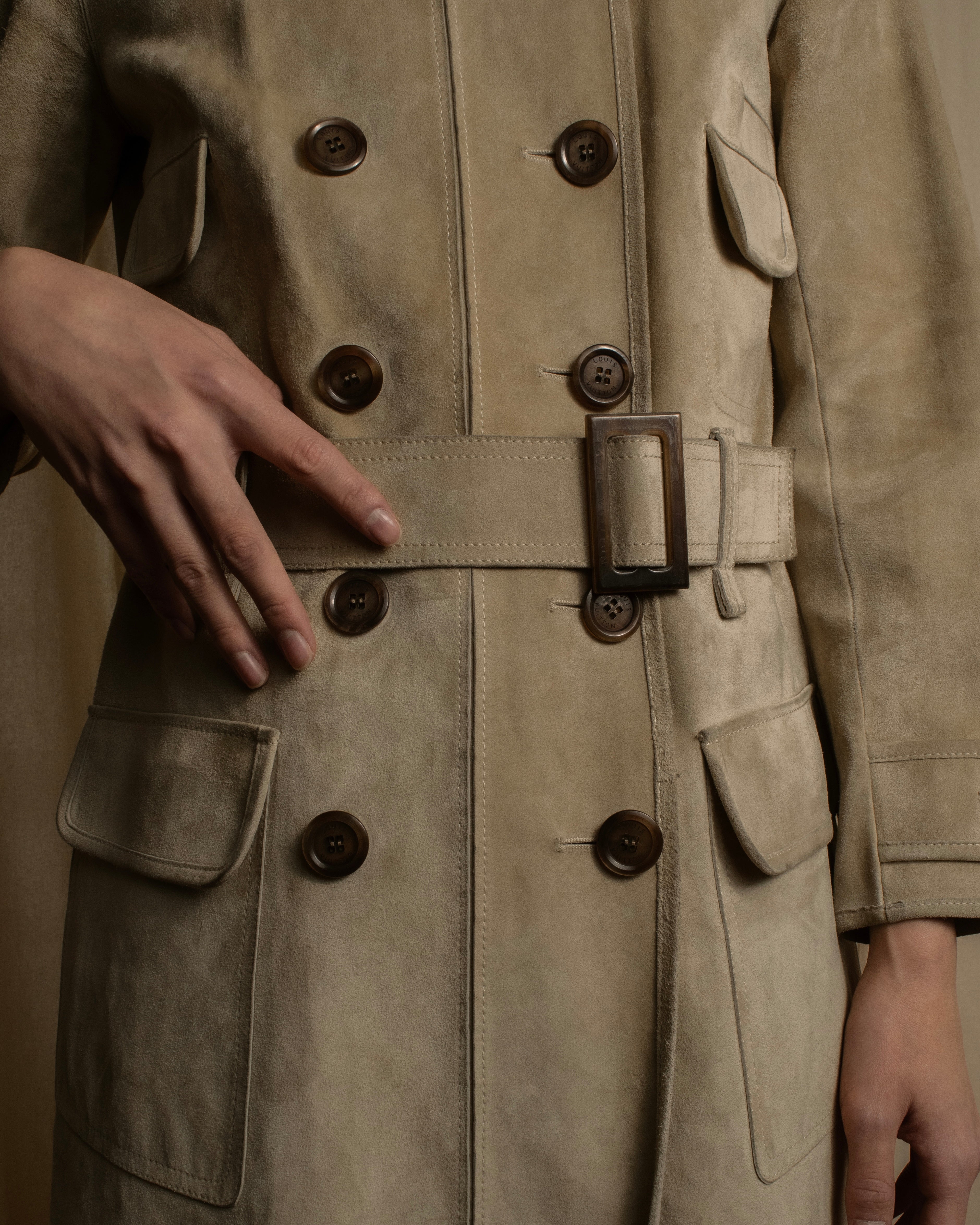 "LOUIS VUITTON" 00's Marc Jacobs period double-breasted suede coat