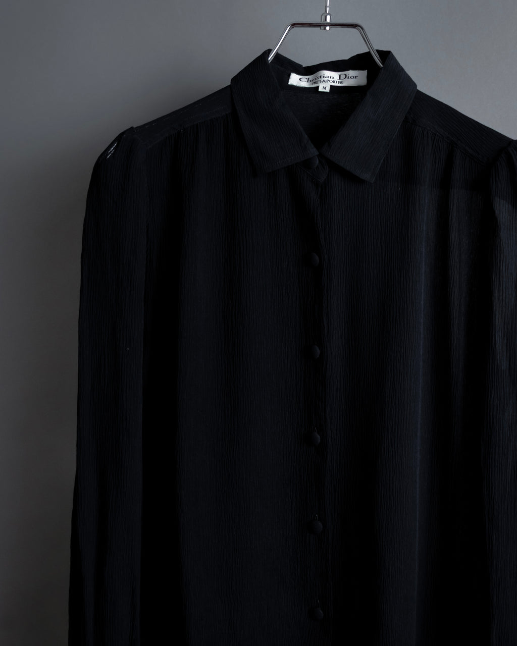 "Christian Dior PRETA PORTER" Compact gathered design crepe fabric blouse