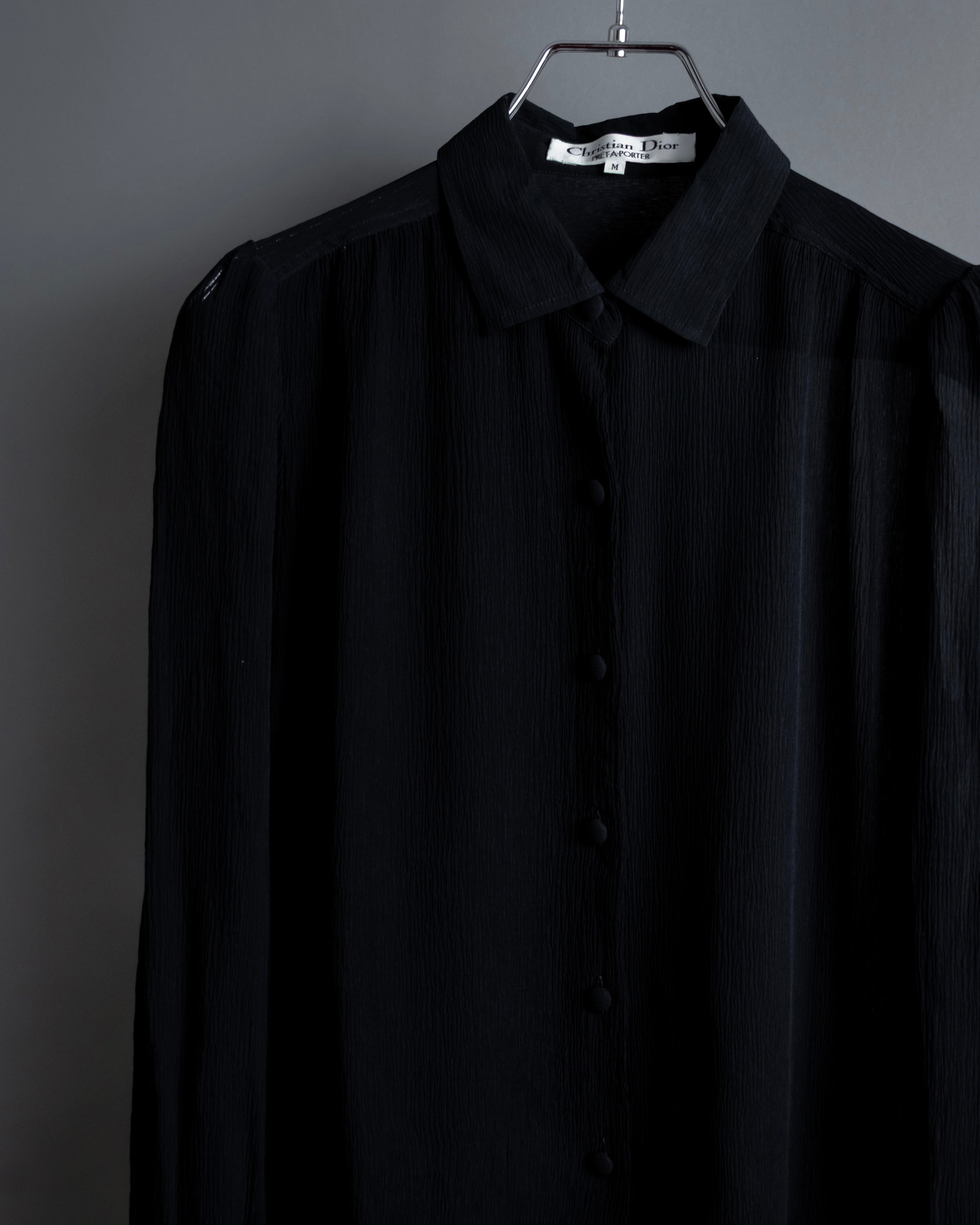 "Christian Dior PRETA PORTER" Compact gathered design crepe fabric blouse