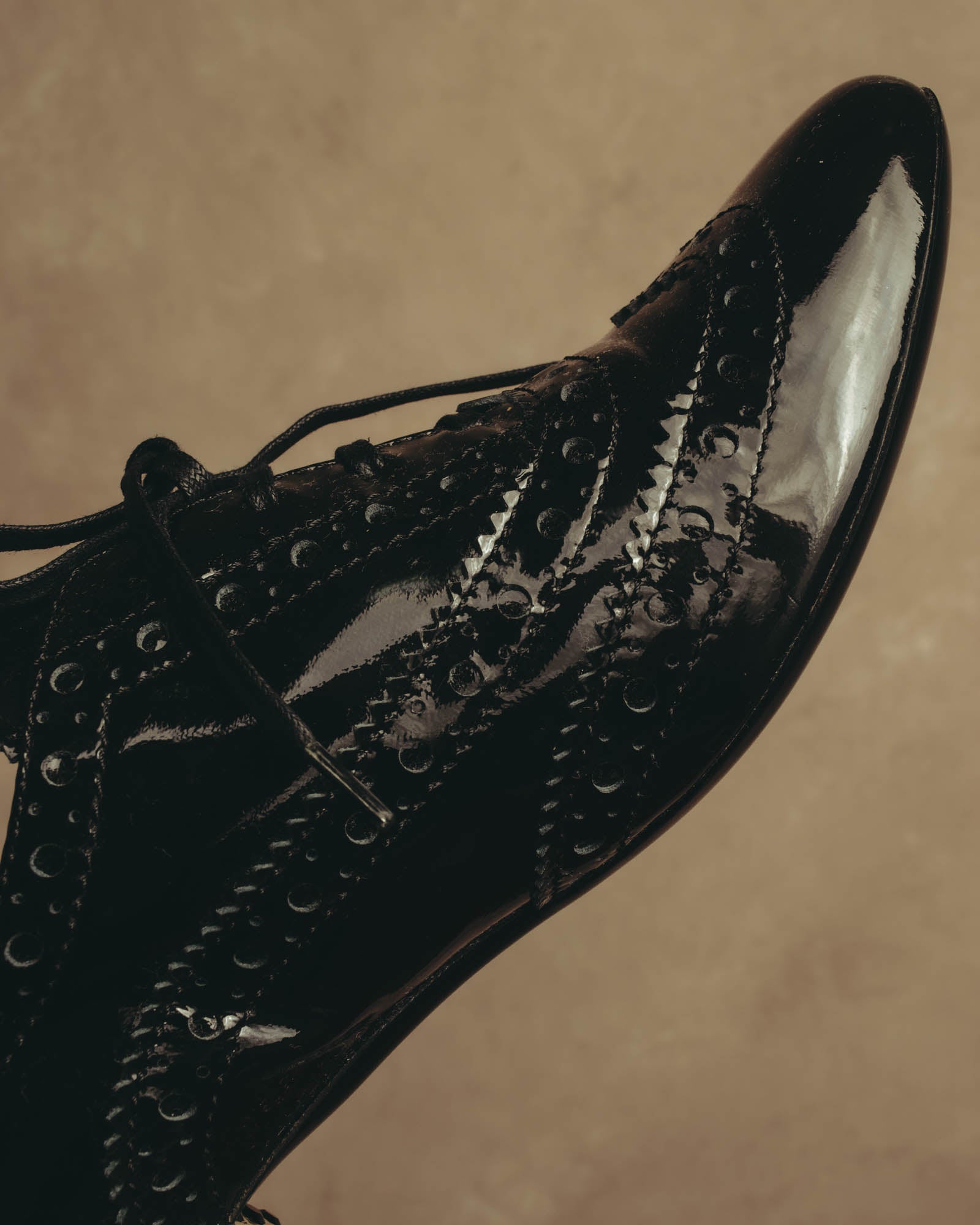 -SPECIAL- “Miu Miu” 2010’s Crystal embellished heel patent leather brogue shoes