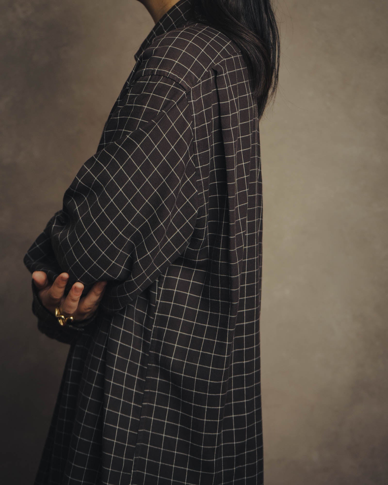 -SPECIAL- “HERMES” 90’s-00’s Windowpane checked sellier button shirt