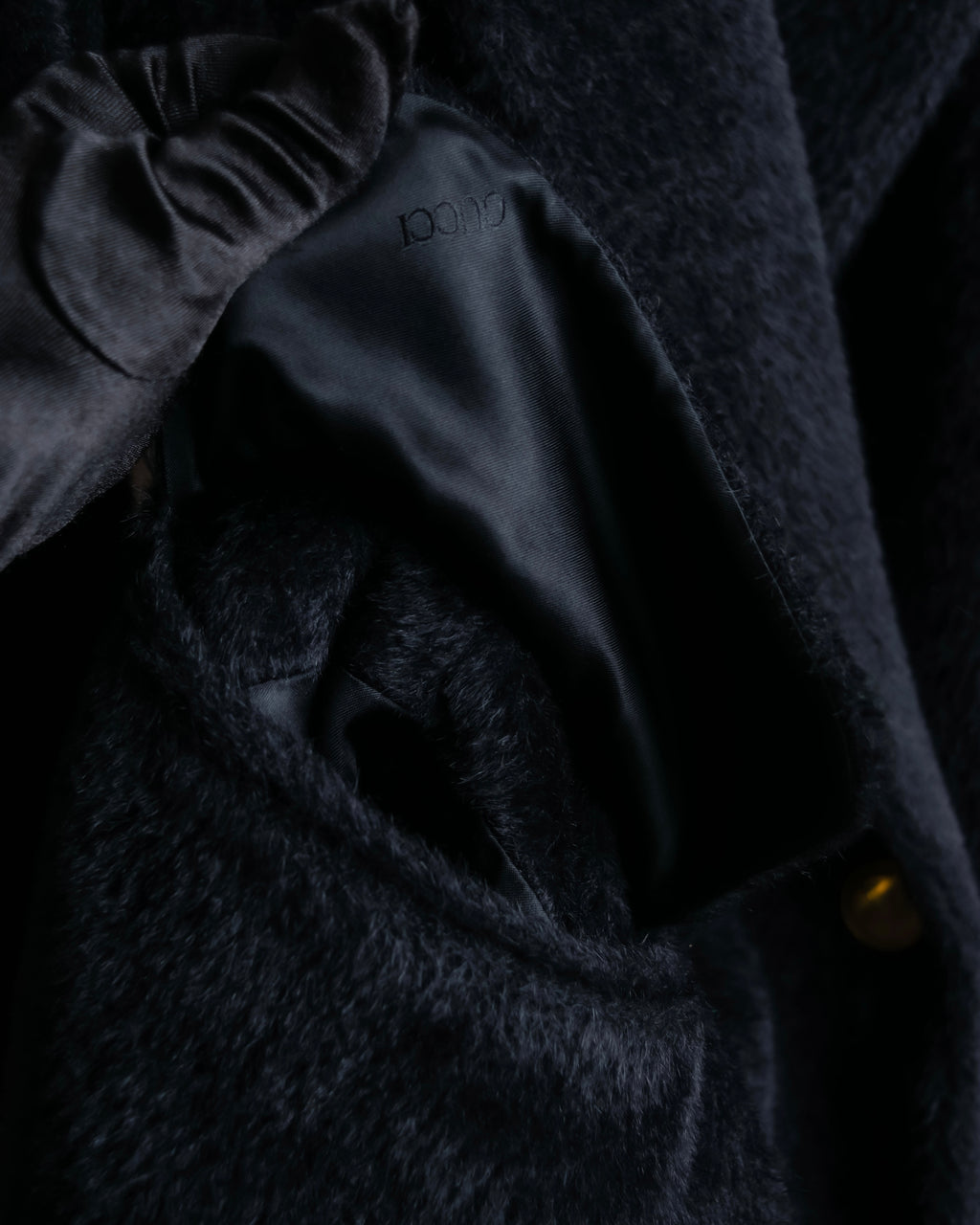 "GUCCI" 80's Gold button design brushed wool long chester coat