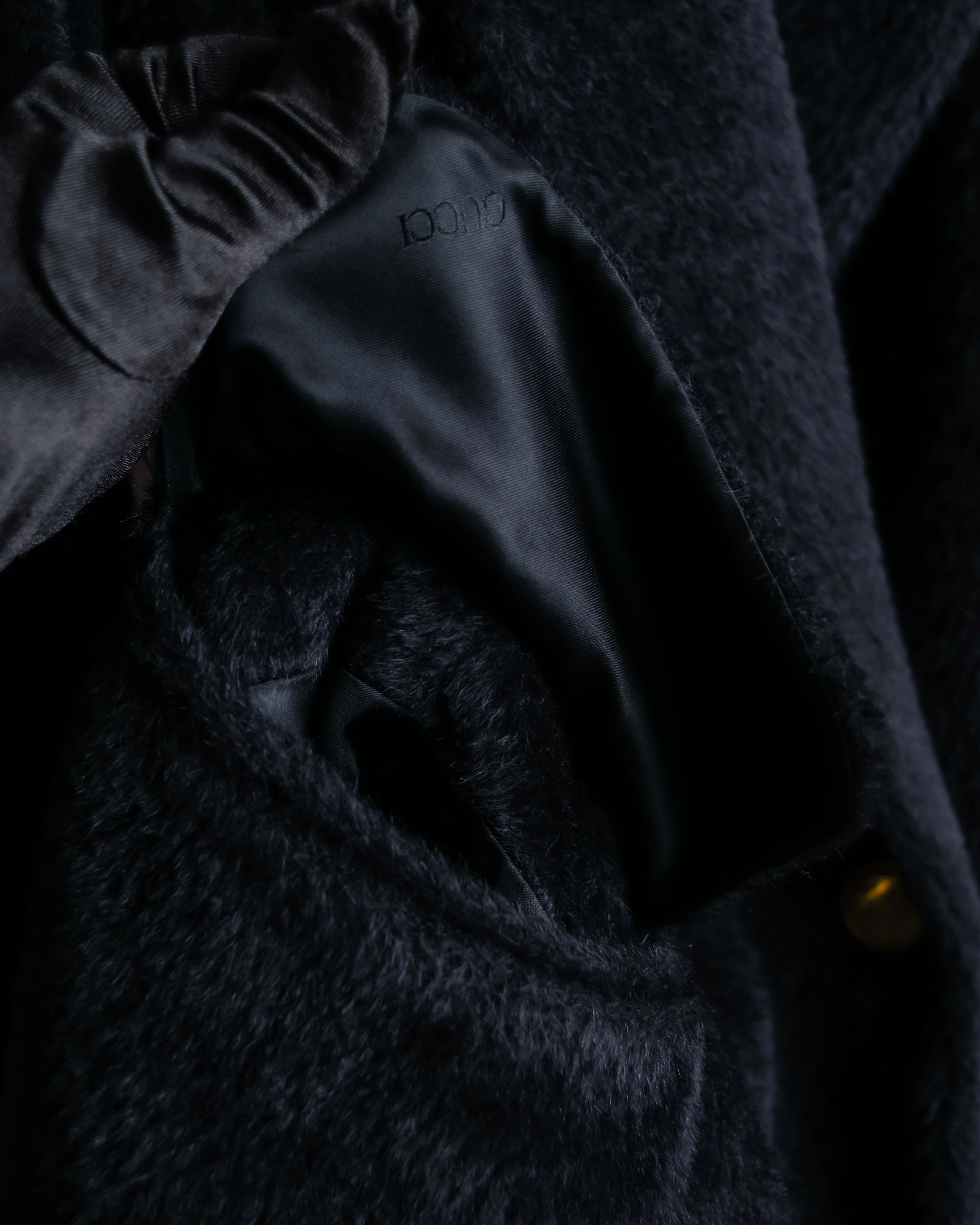 "GUCCI" 80's Gold button design brushed wool long chester coat