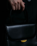 "Charles Jourdan" Logo half-moon metal plate design leather hand bag