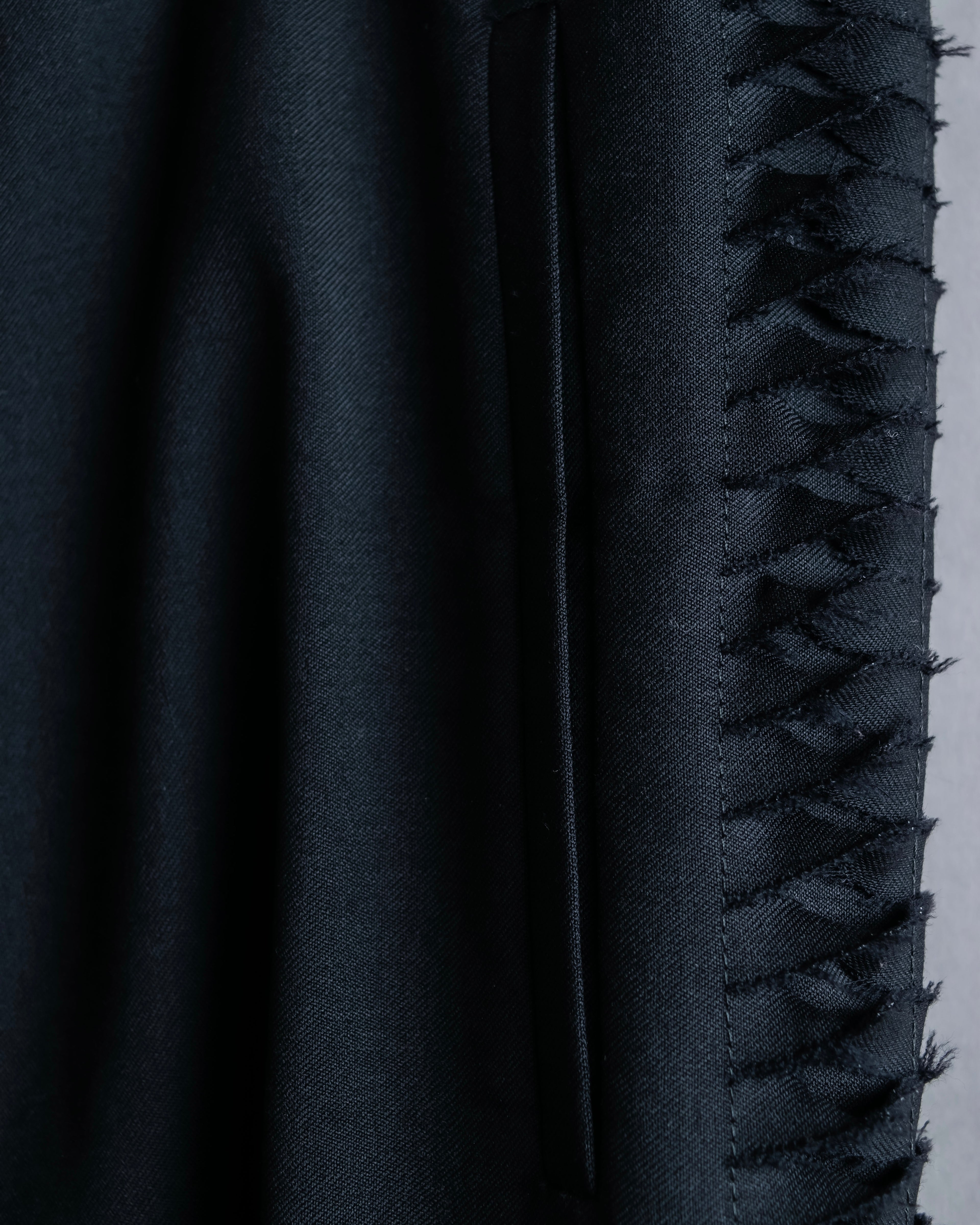 "MAISON MARGIELA" Side cross fringe design wool tapered slacks