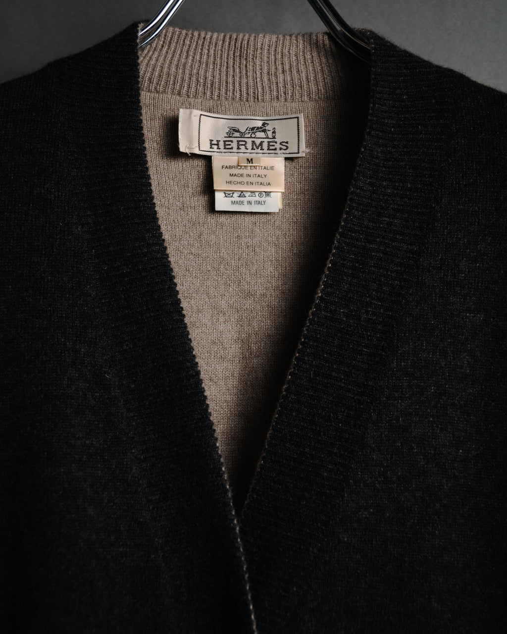 –SPECIAL– "HERMES" 90’s-00’s Double-faced reversible linen cotton cardigan