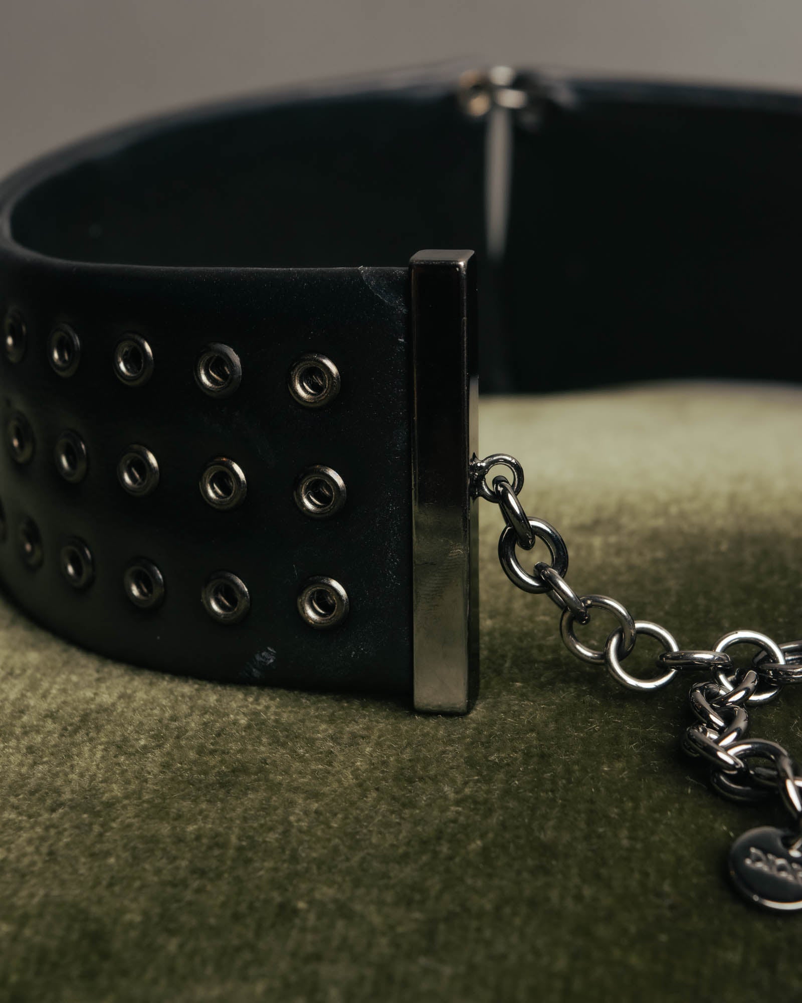 –SPECIAL– "Christian Dior" Late 2000s-2020s Eyelet leather choker necklace