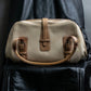 “LOEWE” Leather belted design bicolor hand bag