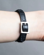 "GUCCI" Logo cat engraved leather bracelet