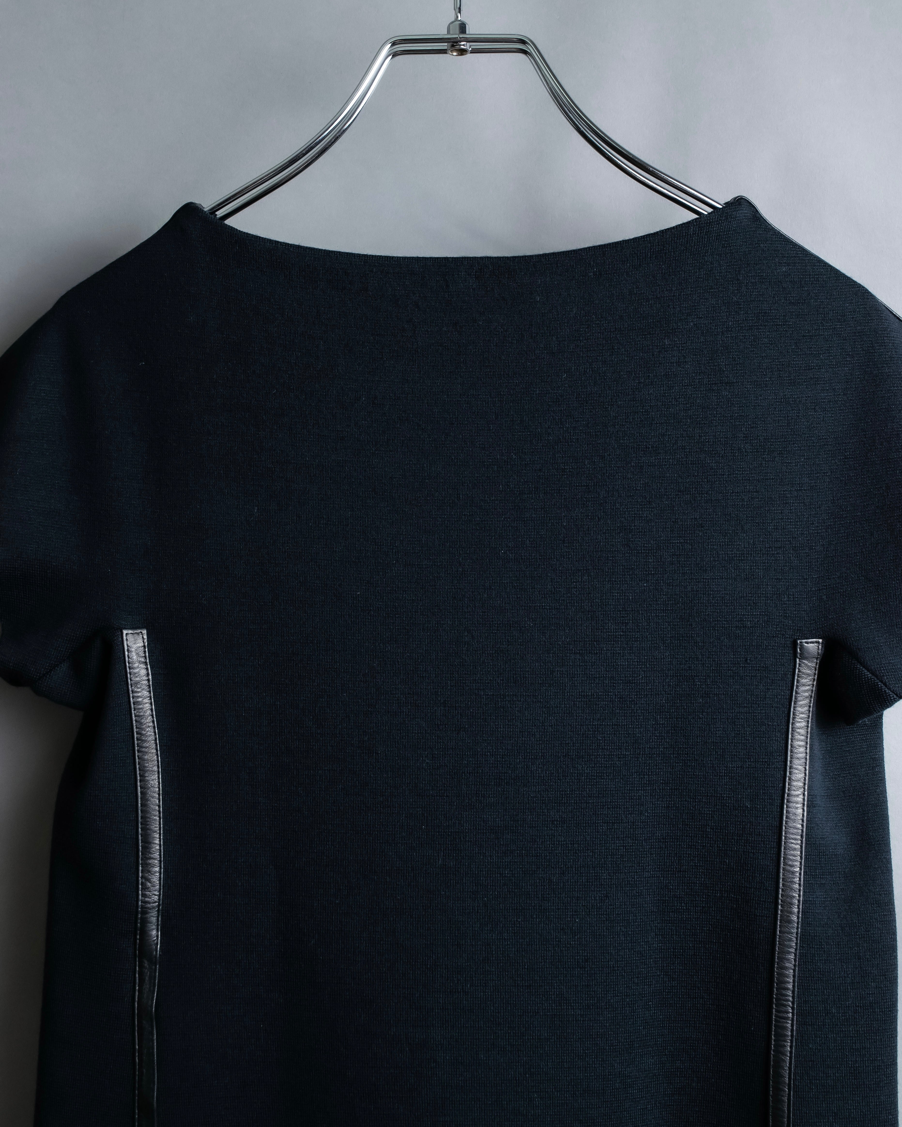 "GUCCI" Leather piping design box sleeve T-shirt