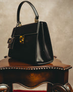 -SPECIAL- "Salvatore Ferragamo" 90's-00's Gancini contrast stitch leather handbag