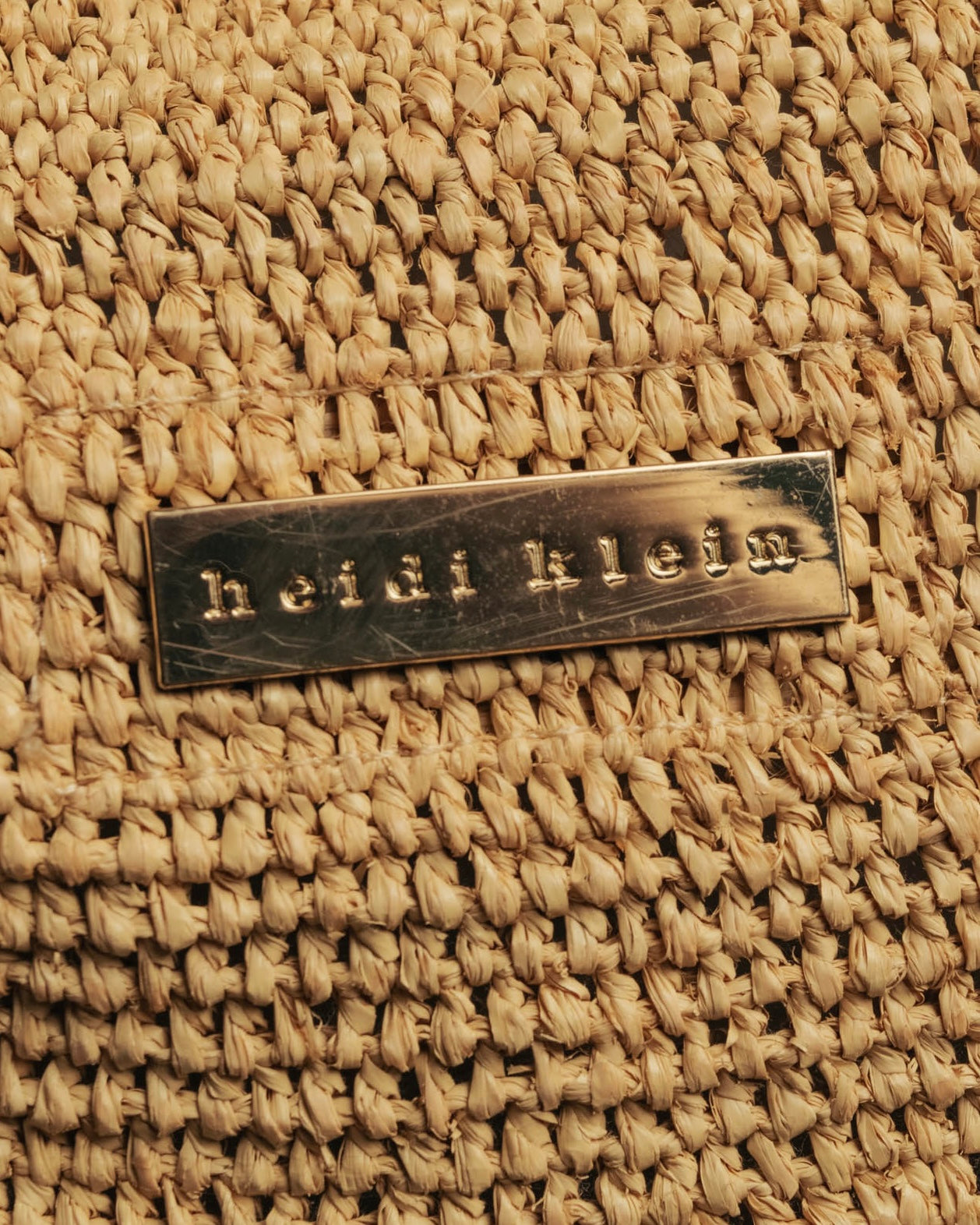“Heidi Klein” Natural raffia bamboo handle bucket bag