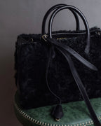 "BALENCIAGA" Padlock design shearling leather bag