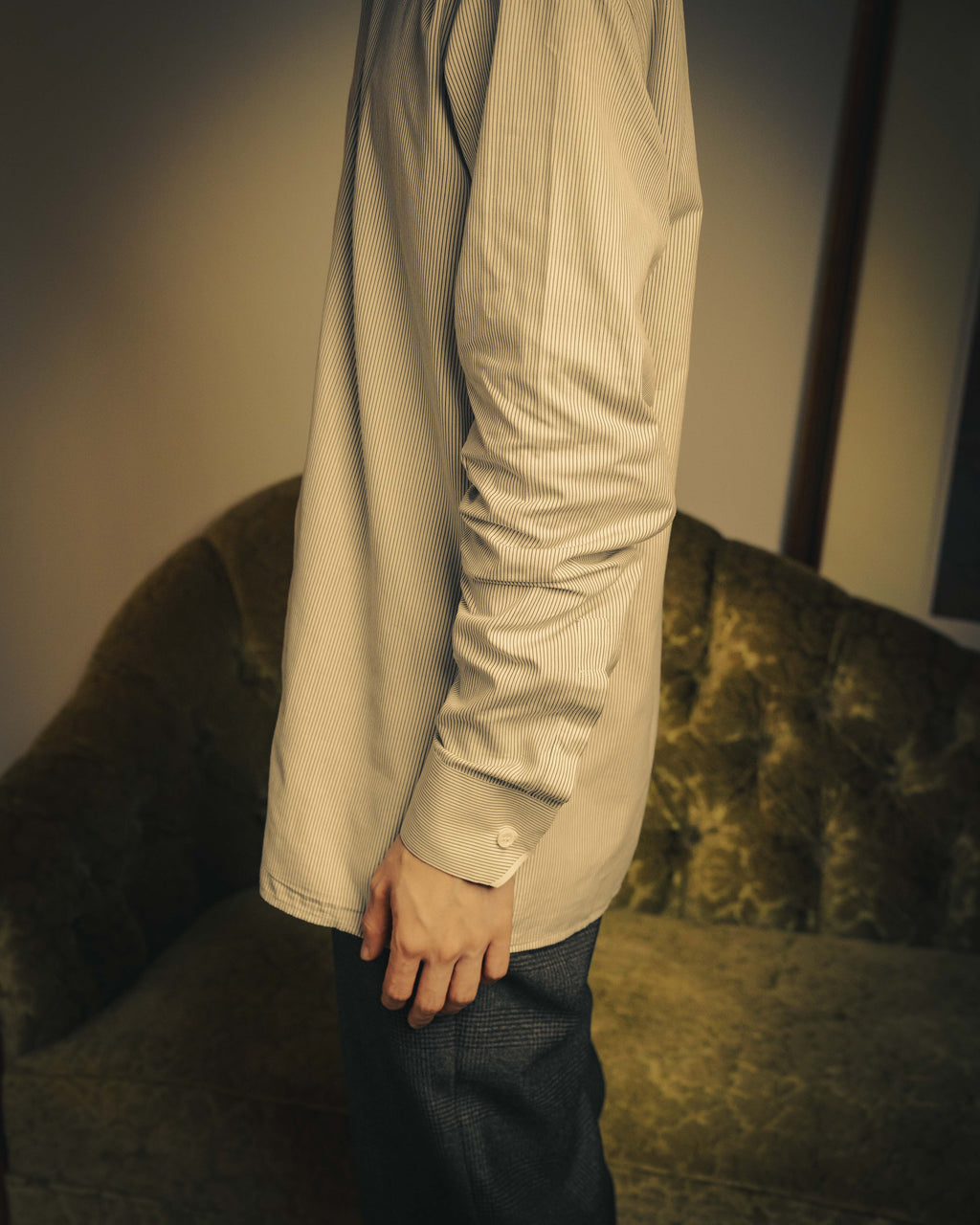 -SPECIAL- "Dior" 00's-10's Fine pinstripe concealed placket dress shirt
