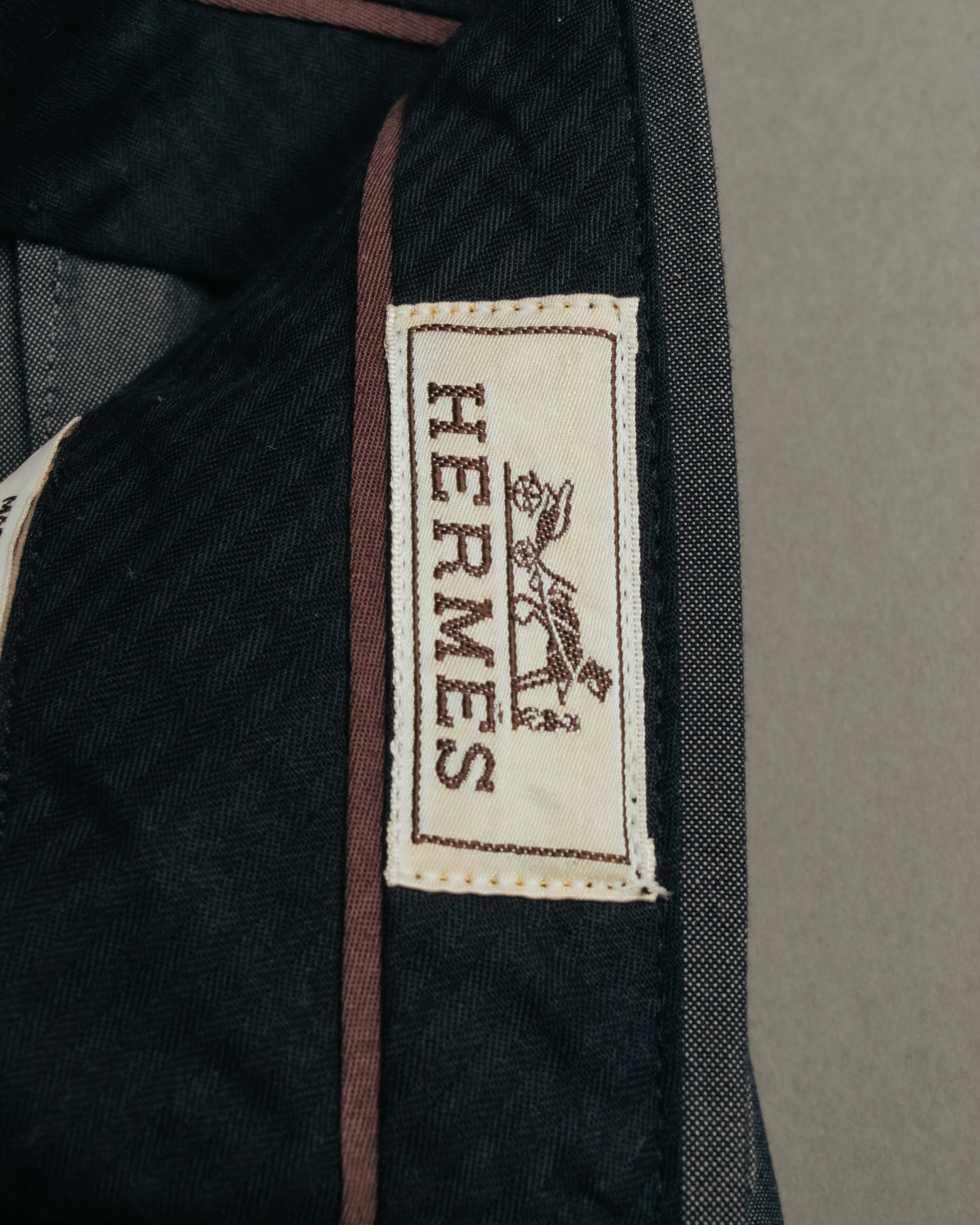 -SPECIAL- “HERMÈS” 1998-00’s Leather trimmed tailored trousers