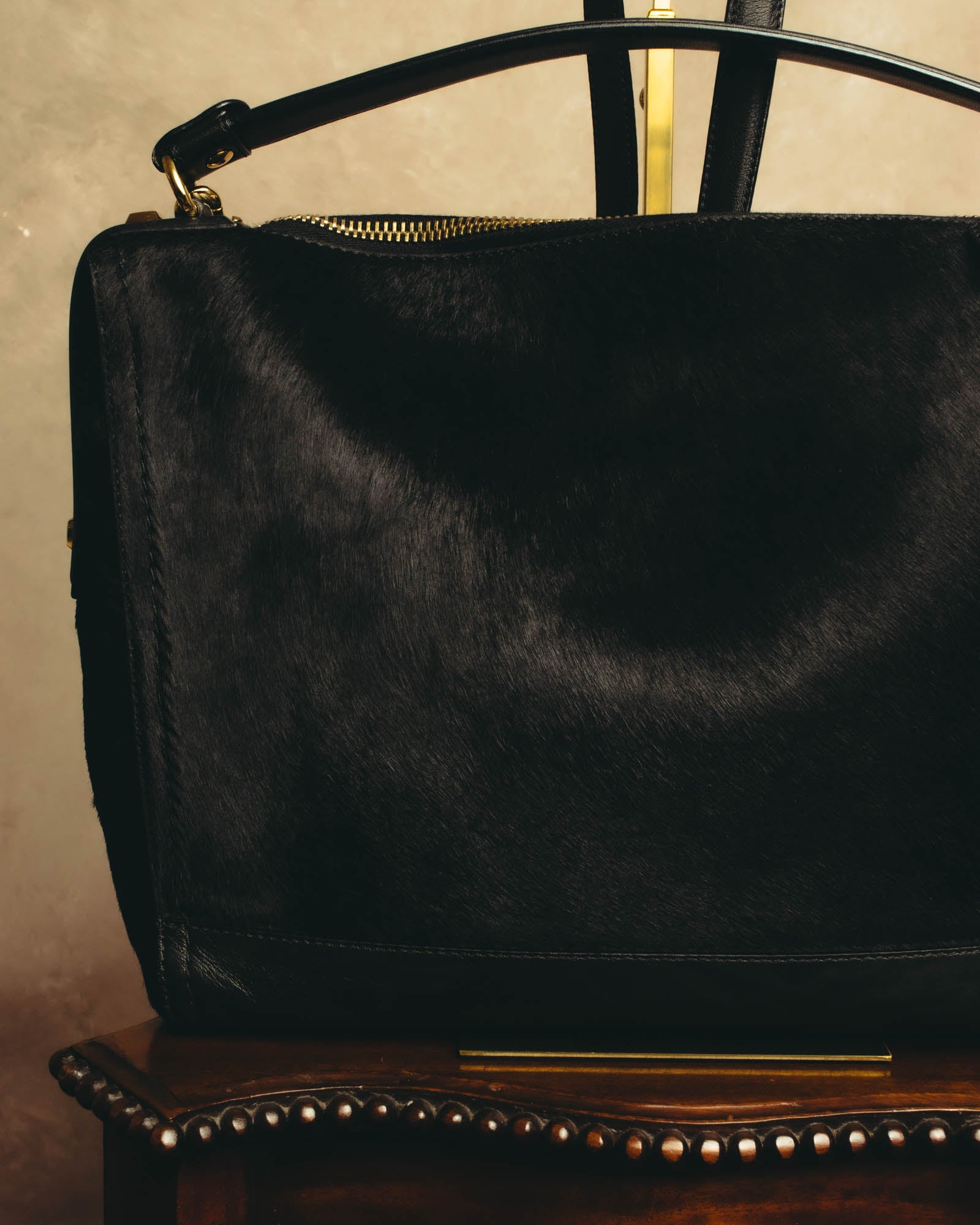 "Salvatore Ferragamo" 90's-00's Textured calf hair shoulder bag