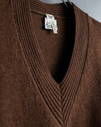 "HERMES" 100% cashmere V neck design knit
