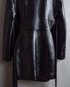 "MATÉRIEL TBILISI" Draped belted synthetic leather long jacket