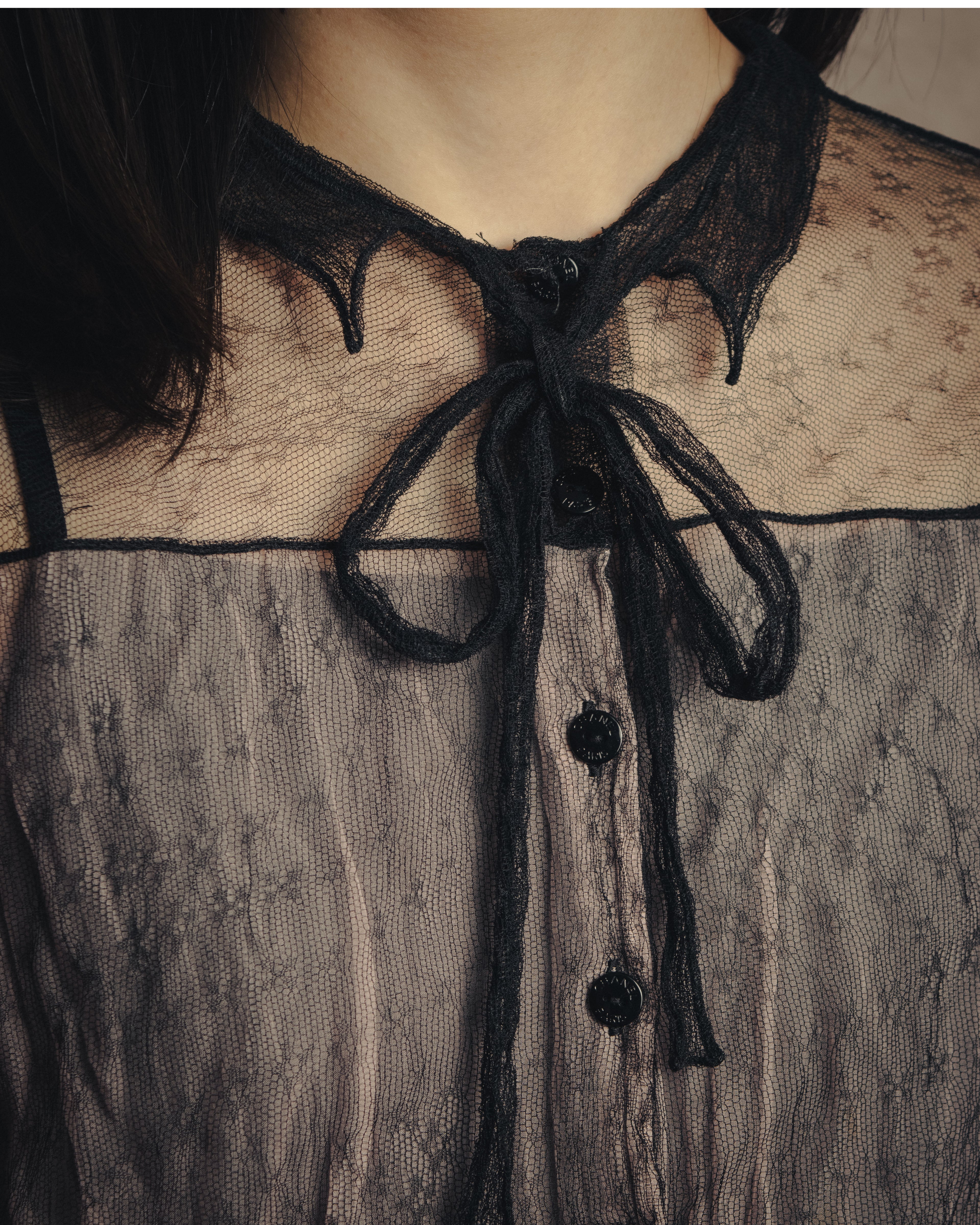 -SPECIAL- “CHANEL” 2014-2019 Sheer lace bow blouse
