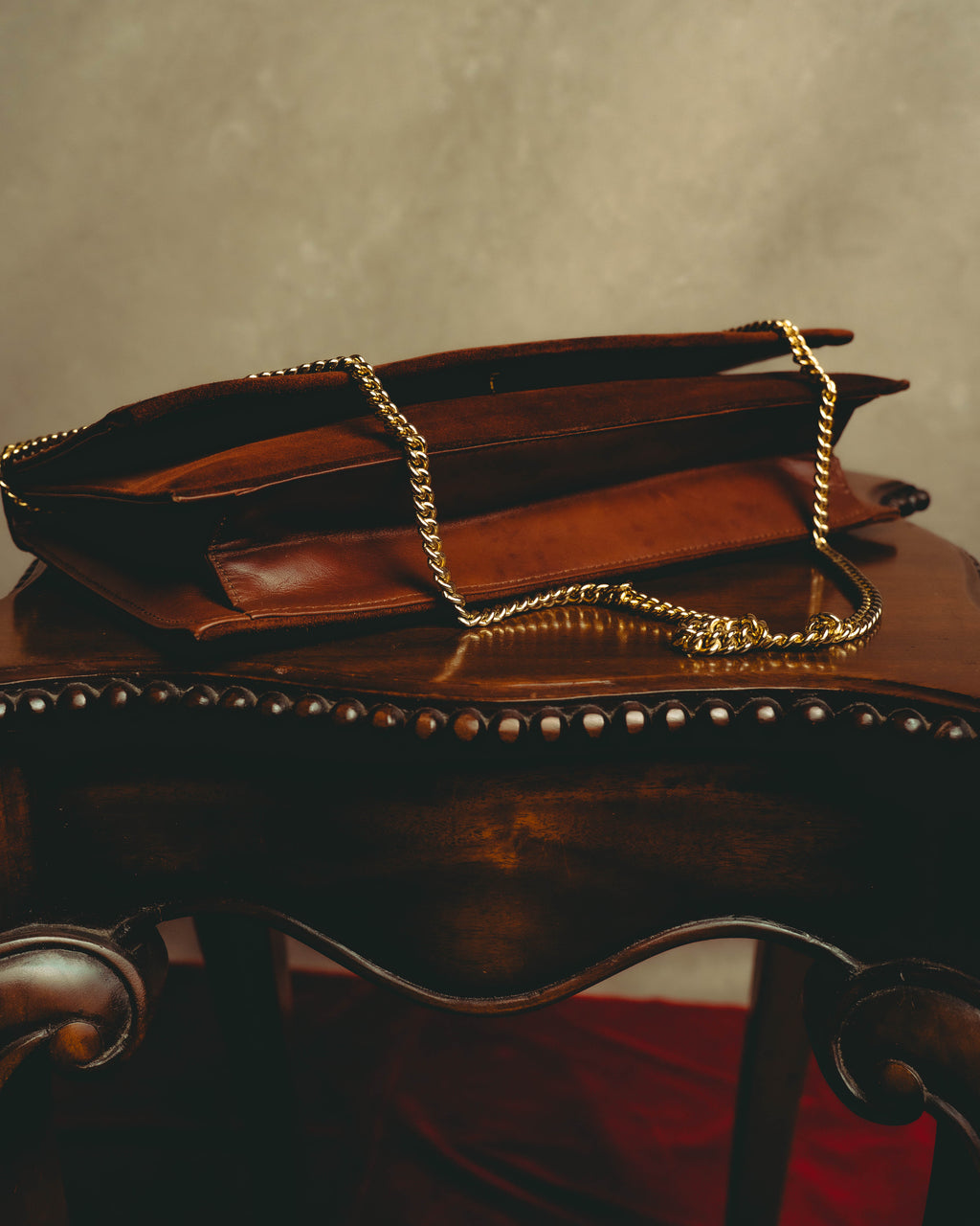 -SPECIAL- “LOEWE” 80’s-90’s embossed anagram suede shoulder bag
