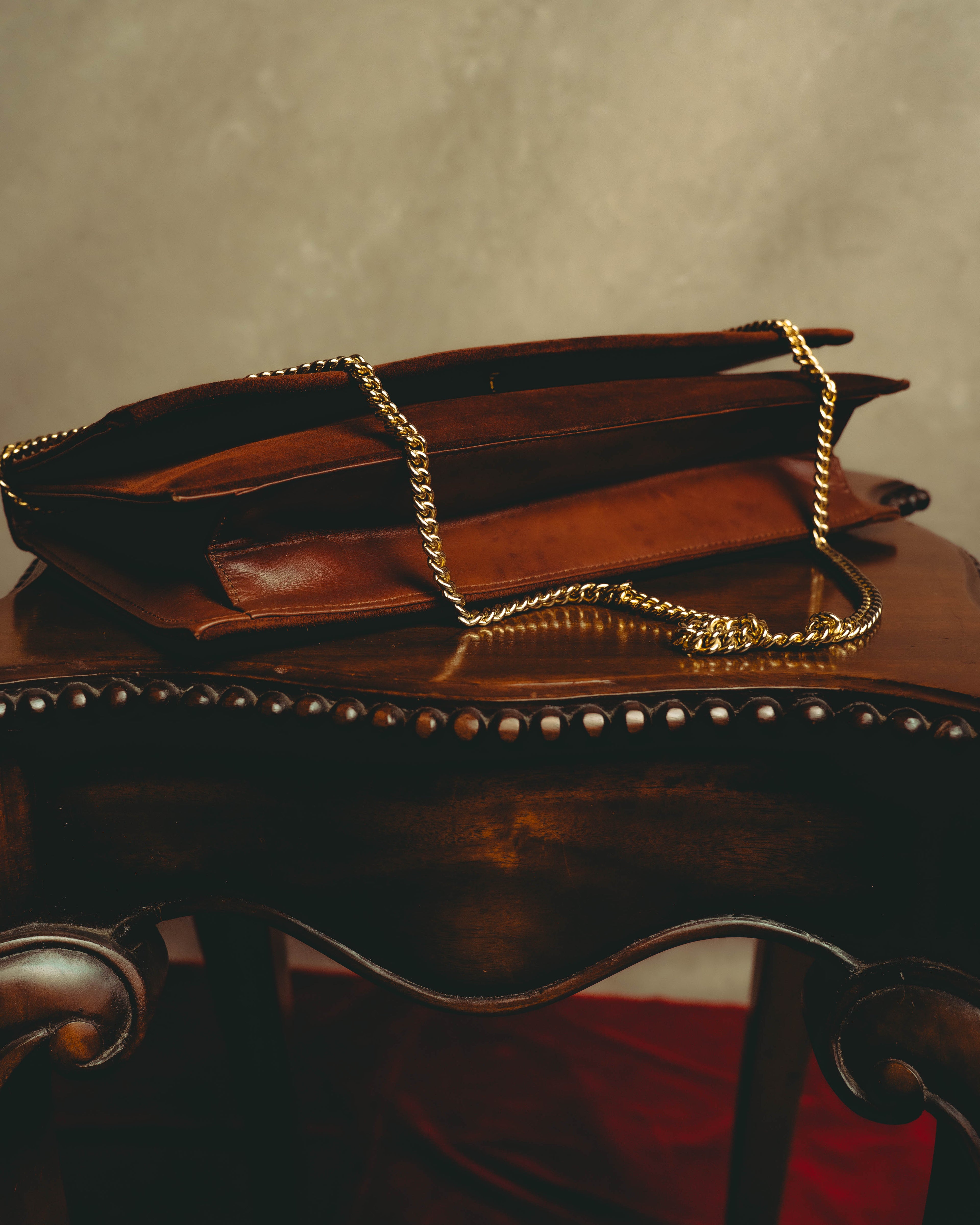 -SPECIAL- “LOEWE” 80’s-90’s embossed anagram suede shoulder bag