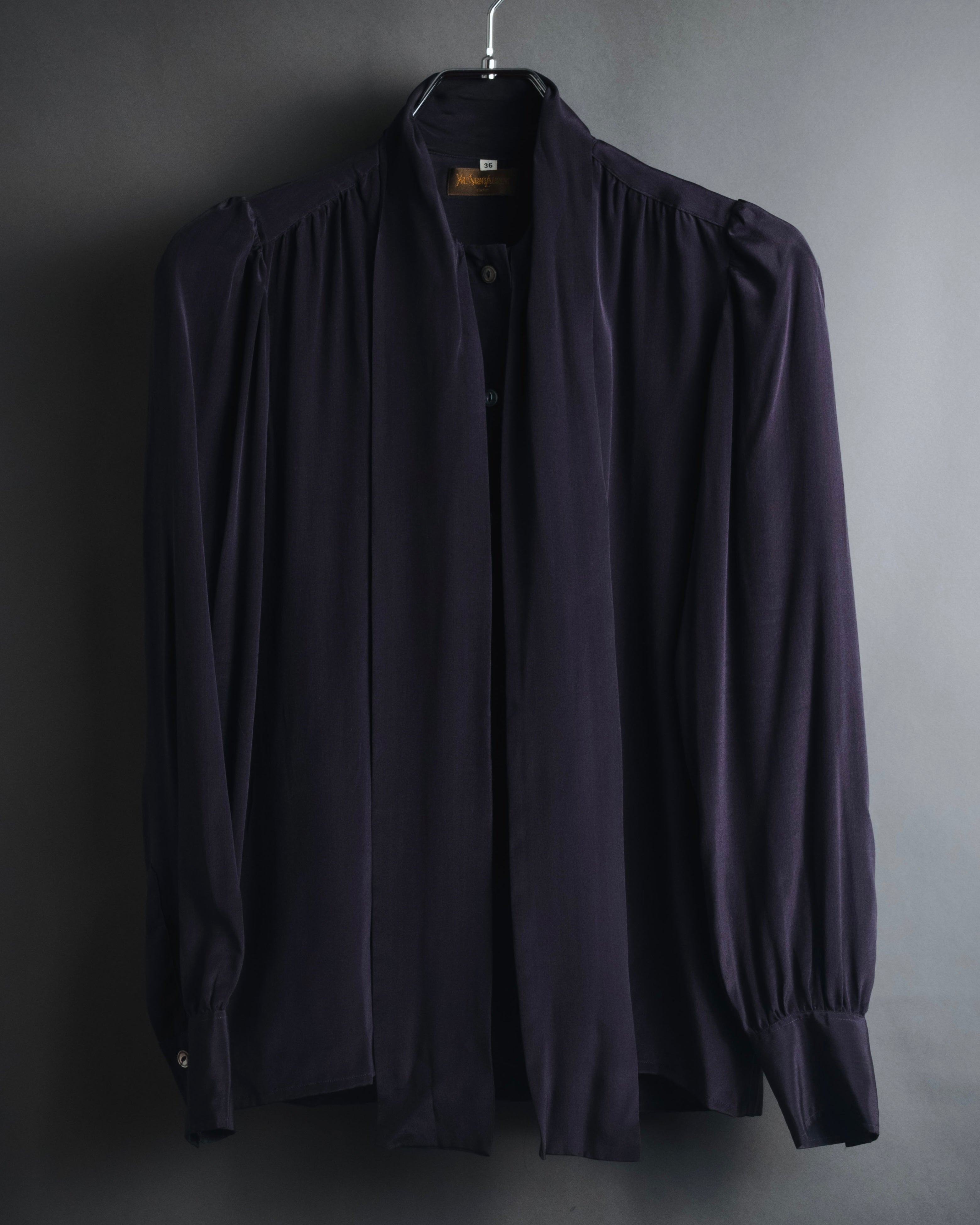 "Yves Saint Laurent" Late 80s silk bow tie blouse