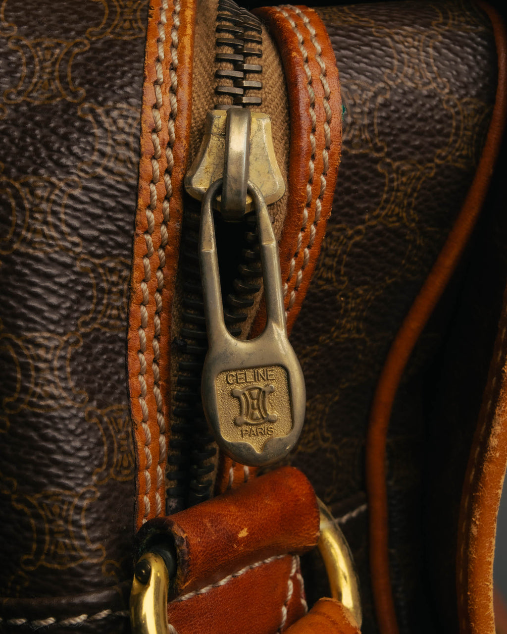 "CELINE" 80's-90's Macadam monogram pvc leather shoulder briefcase