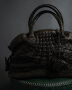 "FALORNI" Braided leather dome boston bag