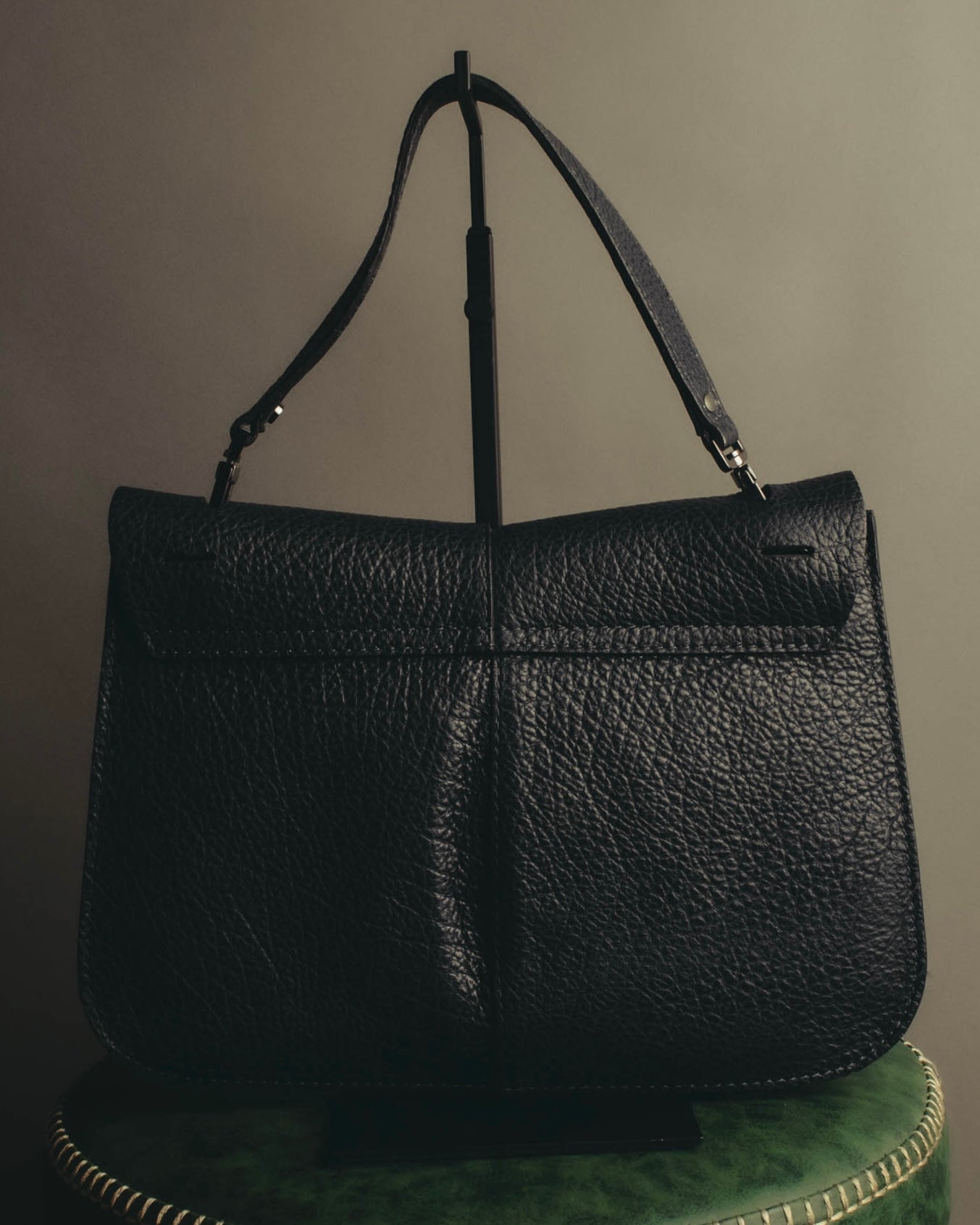 "GIANNI CHIARINI" 00's-10's Pebbled leather flap shoulder bag