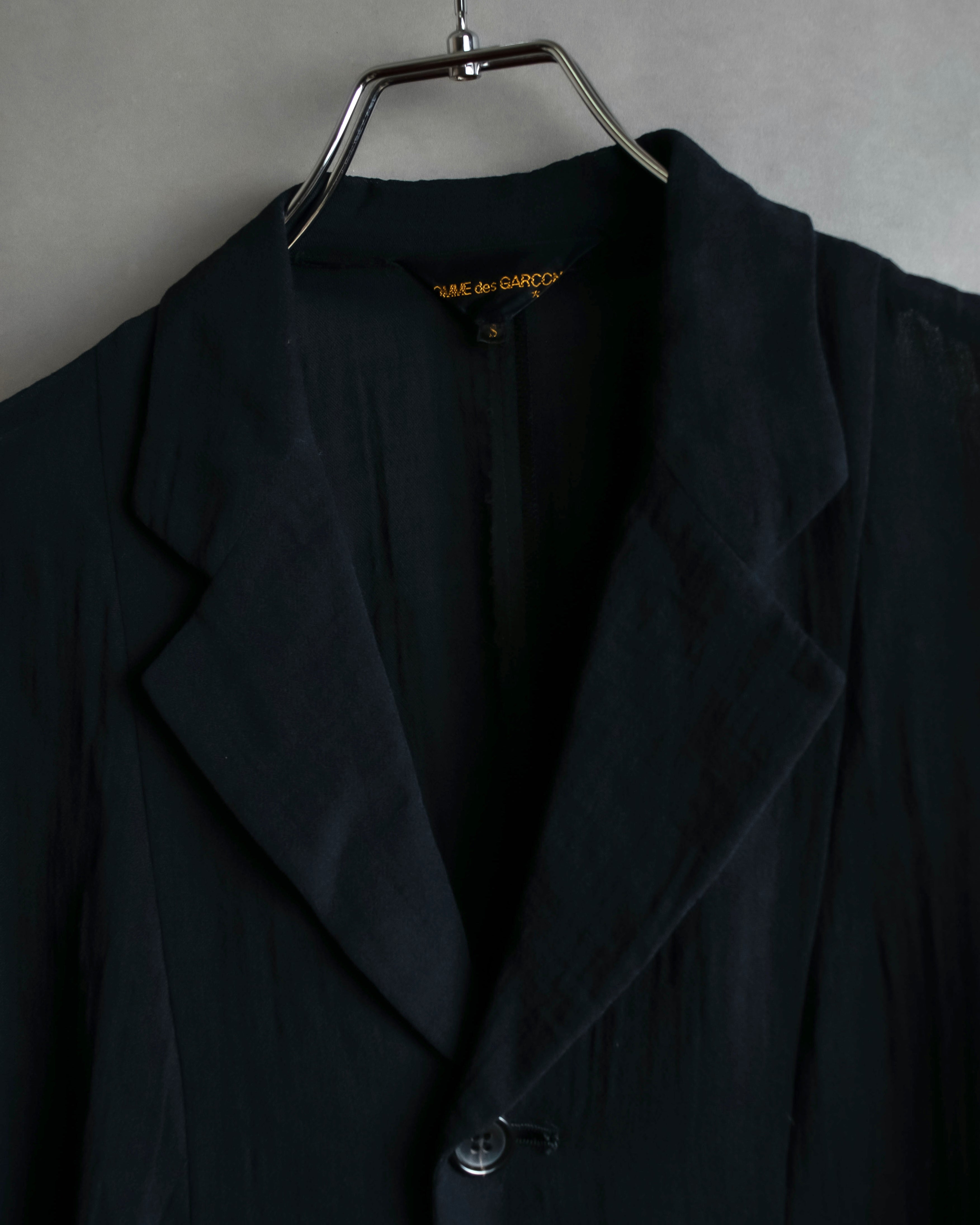 "COMME des GARCONS" 99SS sheer drape docking detail tailored jacket