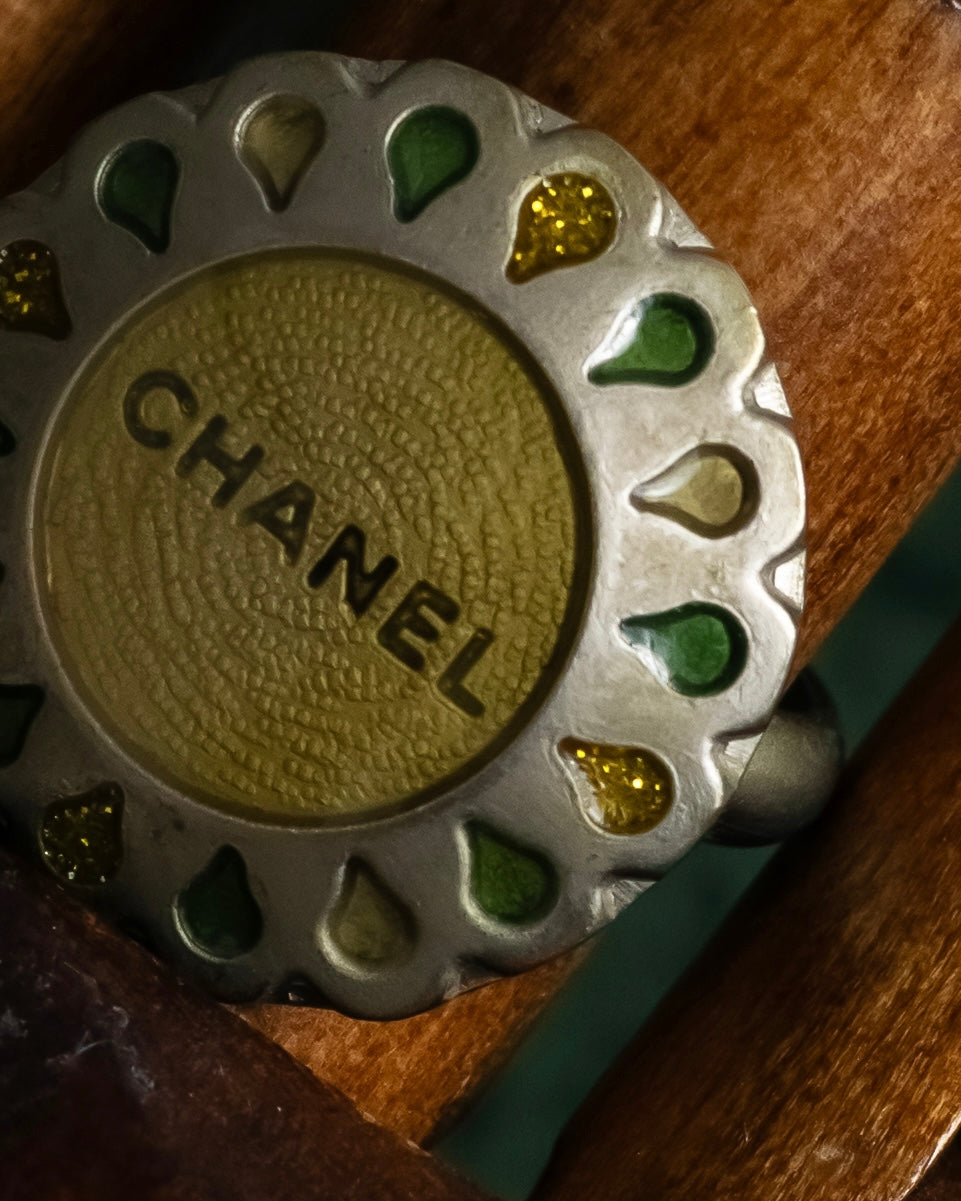 "CHANEL" 99AW Round top gorgeous design ring