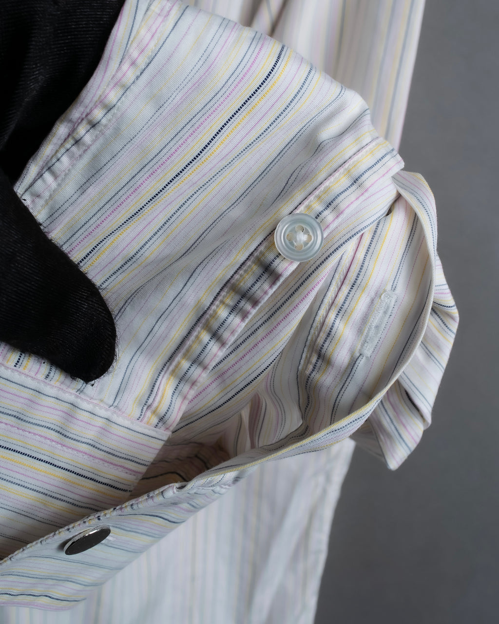 "HERMES" Multi-stripe pattern hand-sewn nuance cotton shirt