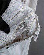 "HERMES" Multi-stripe pattern hand-sewn nuance cotton shirt