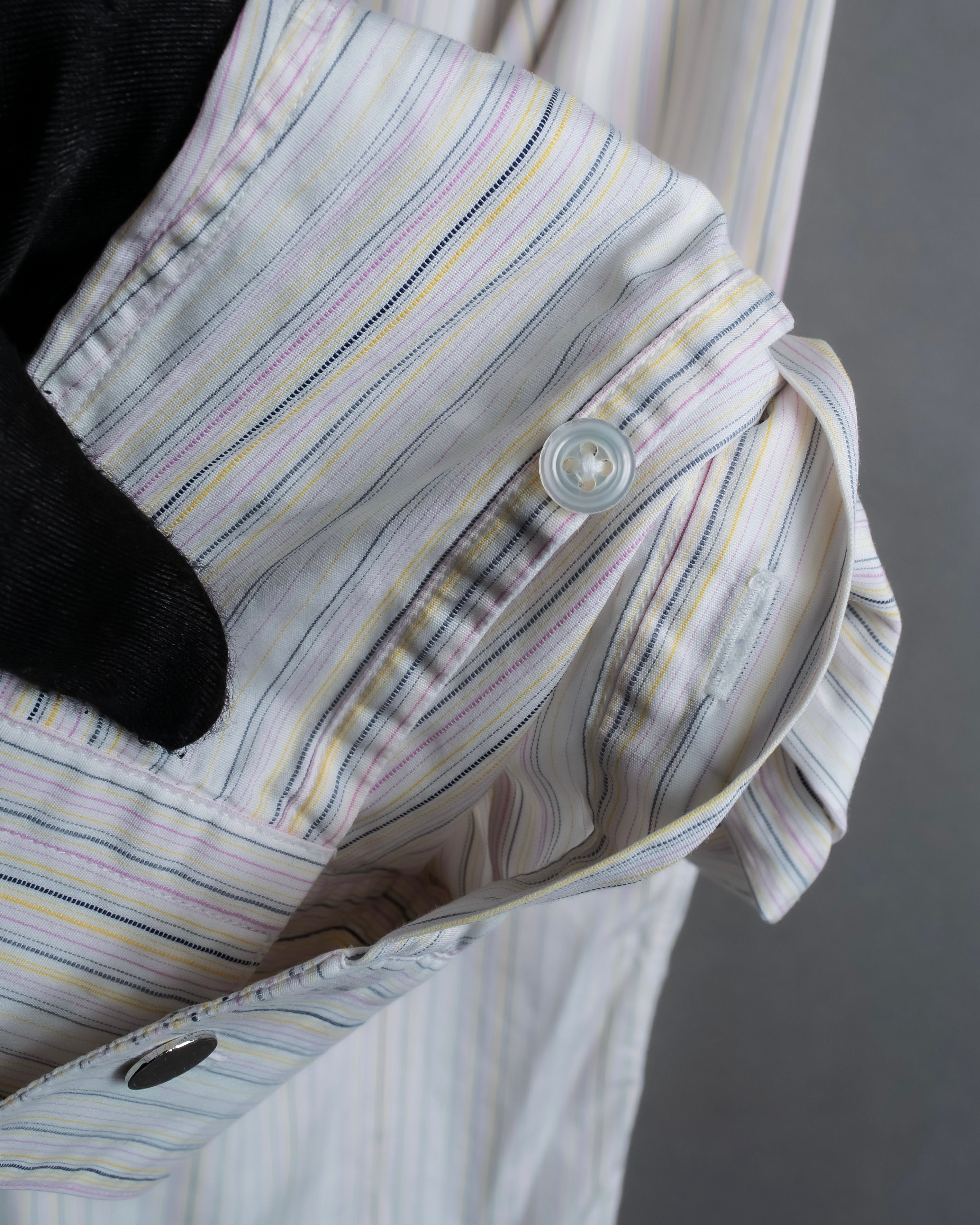 "HERMES" Multi-stripe pattern hand-sewn nuance cotton shirt