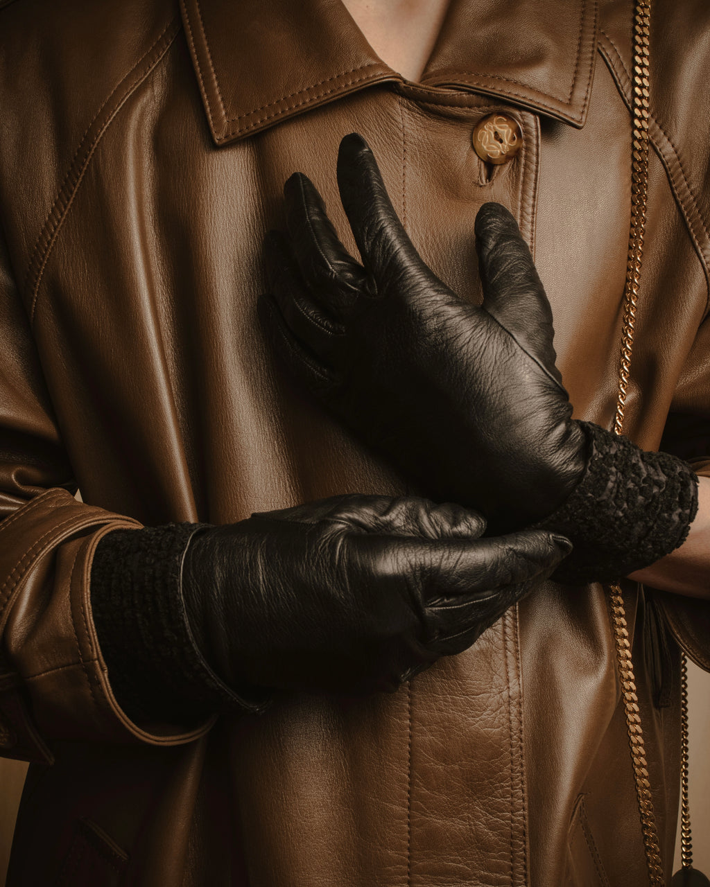 -SPECIAL- "HERMES" 90's Astrakhan combination leather gloves