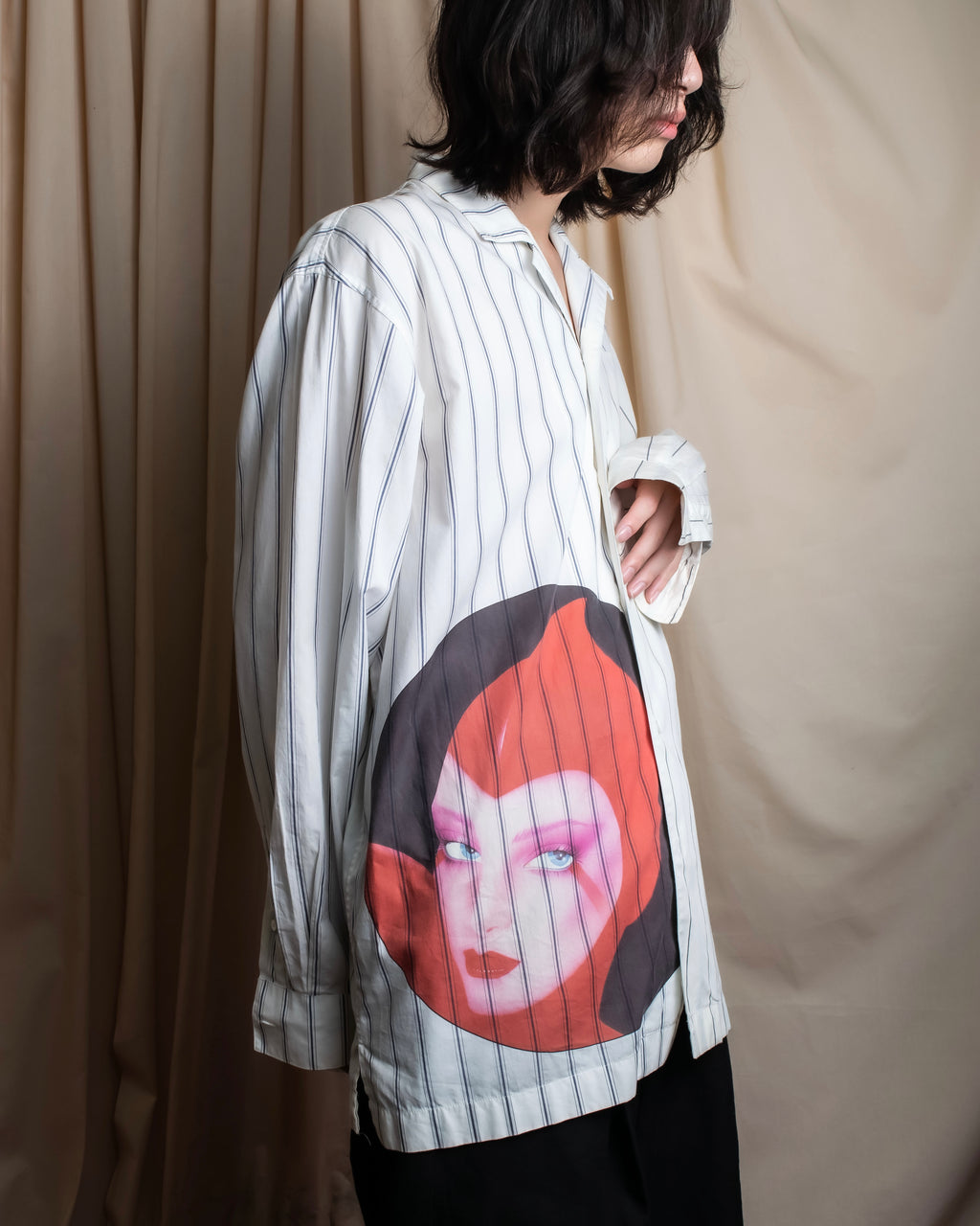 "STELLA McCARTNEY" 18SS Drag queen graphic design stripe shirt