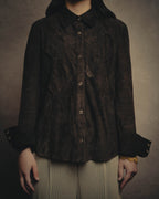 -SPECIAL- “BOTTEGA VENETA” 80’s-90’s Intrecciato suede leather shirt