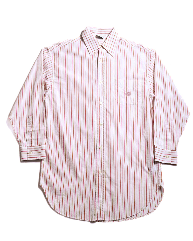 ETRO/ Oversized Multi Color Striped Shirt Pink × White
