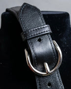 "HERMES" Silk cloth docking leather waist mark belt